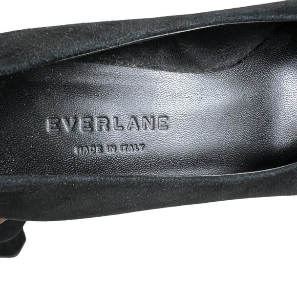 Everlane The V Heel in Black Suede Leather Square Heel Italian Pumps Size 5 ½ - Picture 4 of 12